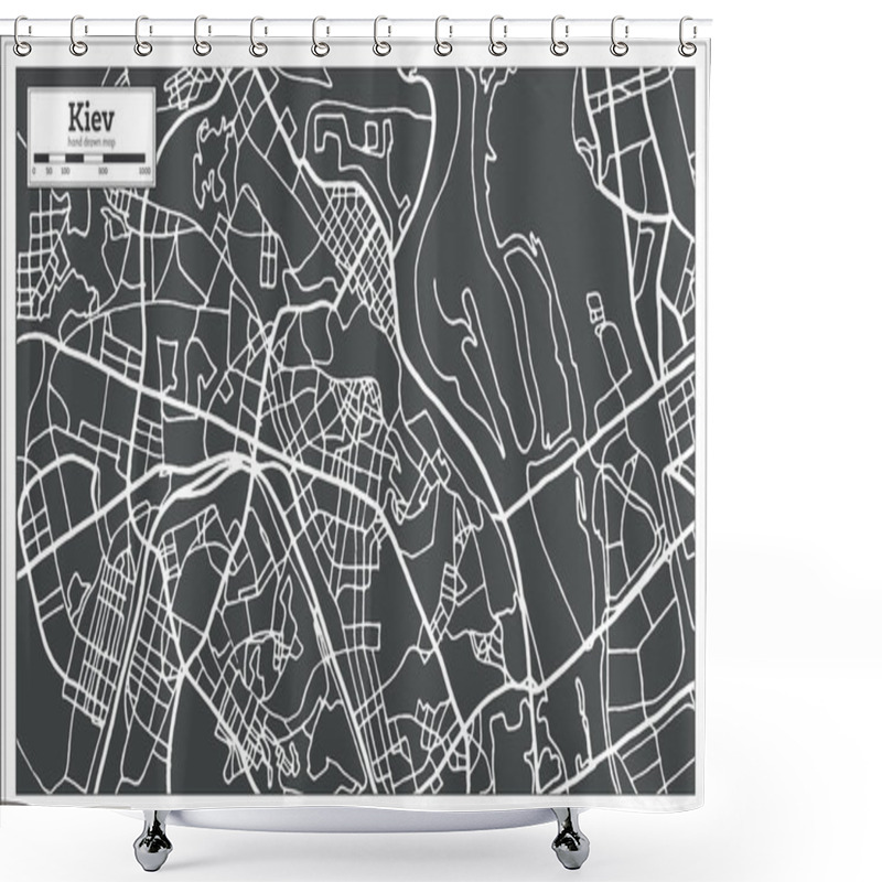 Personality  Kiev Ukraine Map In Retro Style. Shower Curtains