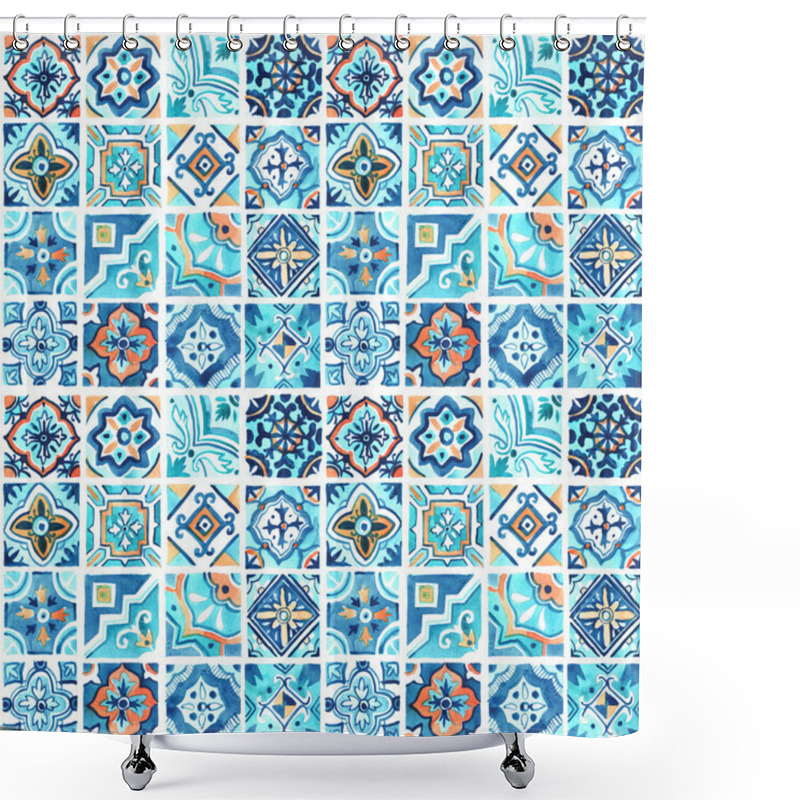 Personality  Mediterranean Ceramics Pattern Shower Curtains