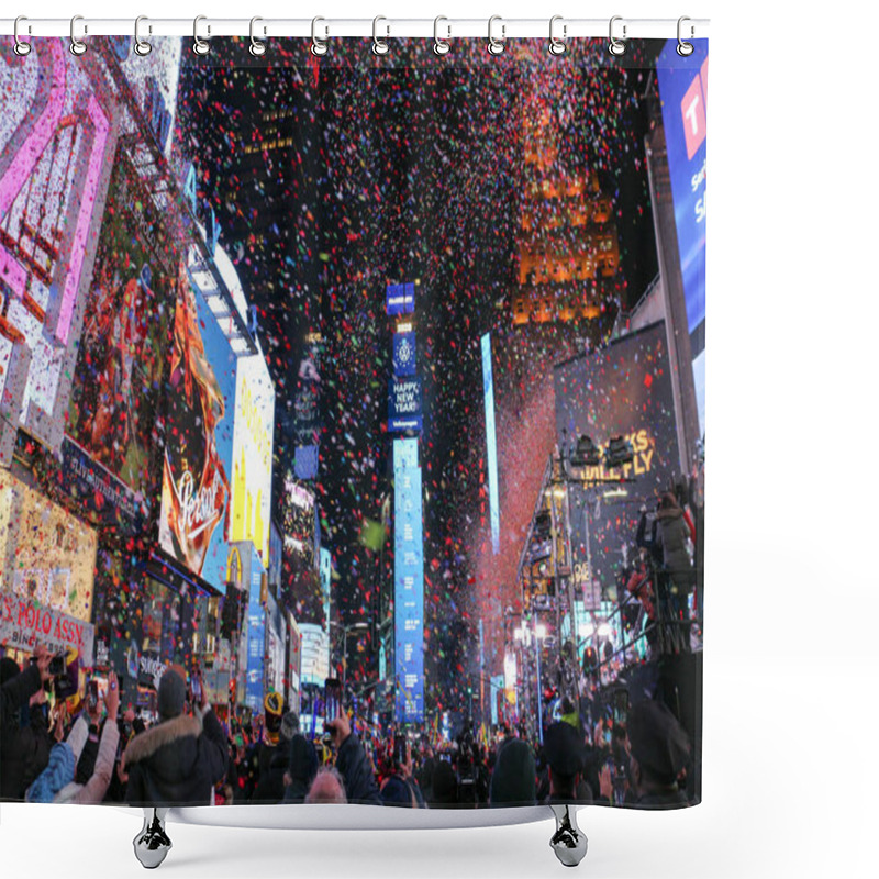 Personality  Celebrating The New Year In The Square In New York Shower Curtains