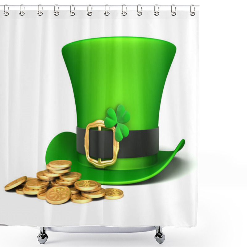 Personality  Leprechaun Hat And Lucky Coins Shower Curtains