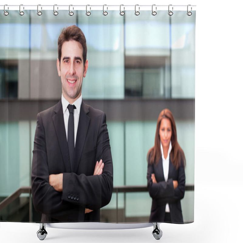 Personality  Teamwork Smiling At The Office Shower Curtains