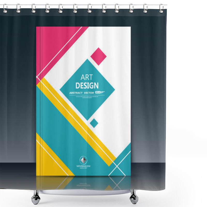 Personality  Abstract Composition. Text Frame Surface. A4 Brochure Cover. White Title Sheet. Creative Logo Figure. Ad Banner Form Texture. Blue, Red Square Icon. Box Blocks Flyer Fiber. EPS10 Backdrop. Vector Art Shower Curtains