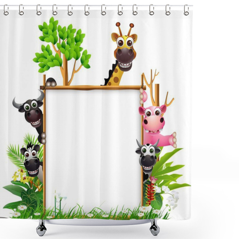 Personality  Funny Animal With Blank Sign Shower Curtains