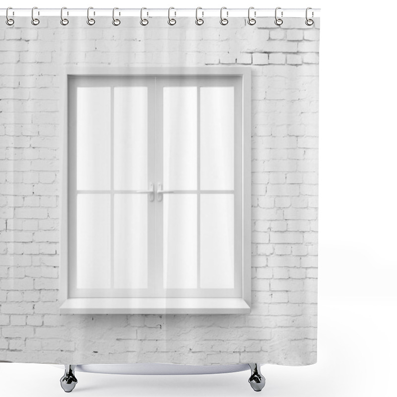 Personality  Window In Brick Wall Shower Curtains