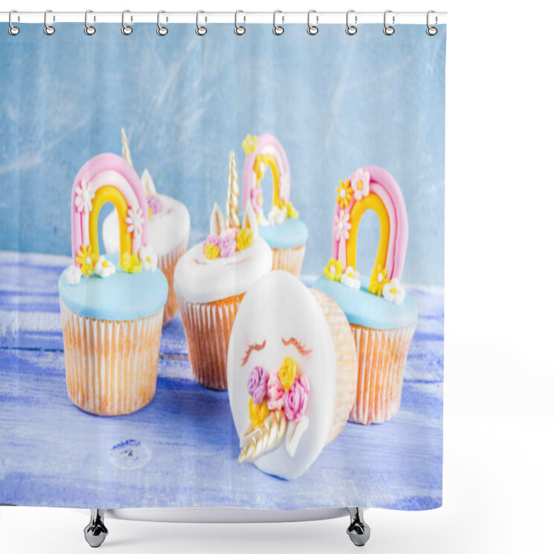 Personality  Cute Unicorn Cupcakes Shower Curtains