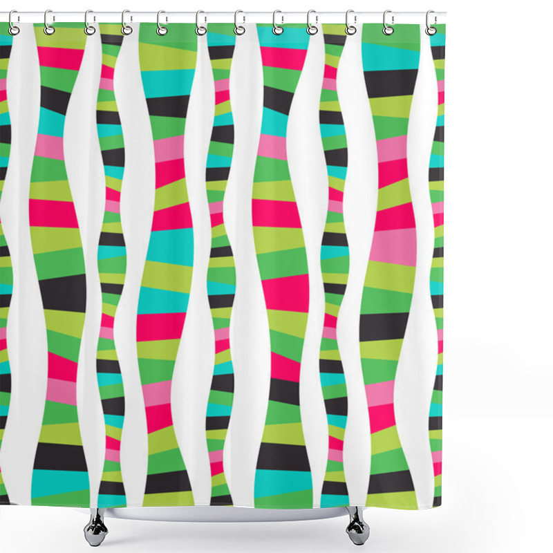 Personality  Raster Wavy Stripes. Mosaic Seamless Abstract Wave Background. C Shower Curtains