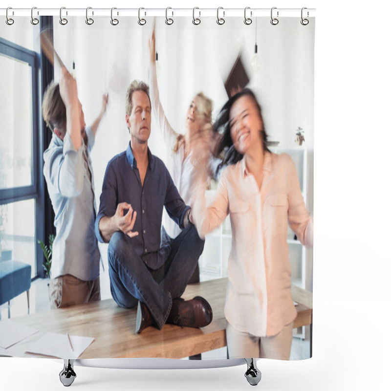 Personality  Businessman Meditating In Office  Shower Curtains