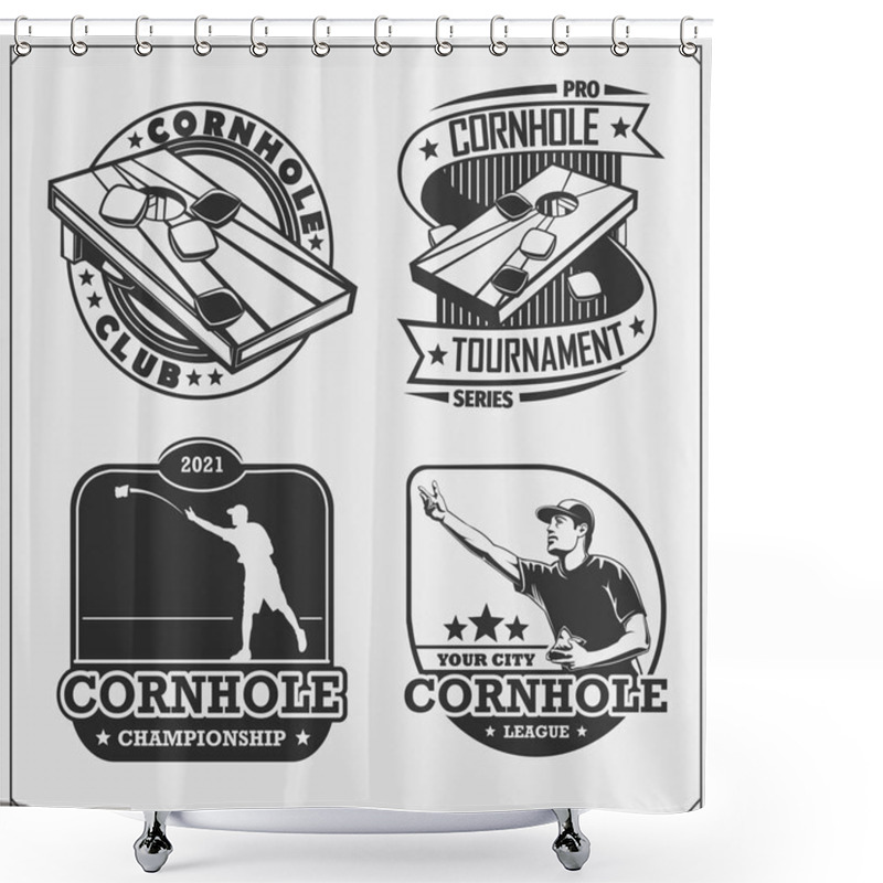 Personality  Cornhole Badges, Labels And Design Elements. Sport Club Emblems. Shower Curtains