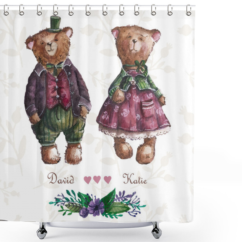 Personality  Cute Teddy Bears Couple. Shower Curtains