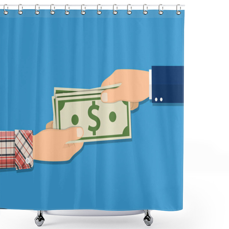 Personality  Human Hand Giving Money To Other Hand. Shower Curtains