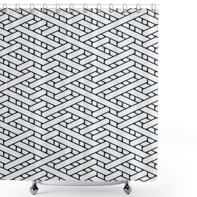 Personality  Colorful Tile With Seamless Random Interweaving Lines Pattern, Connection Art Background Design Illustration   Shower Curtains