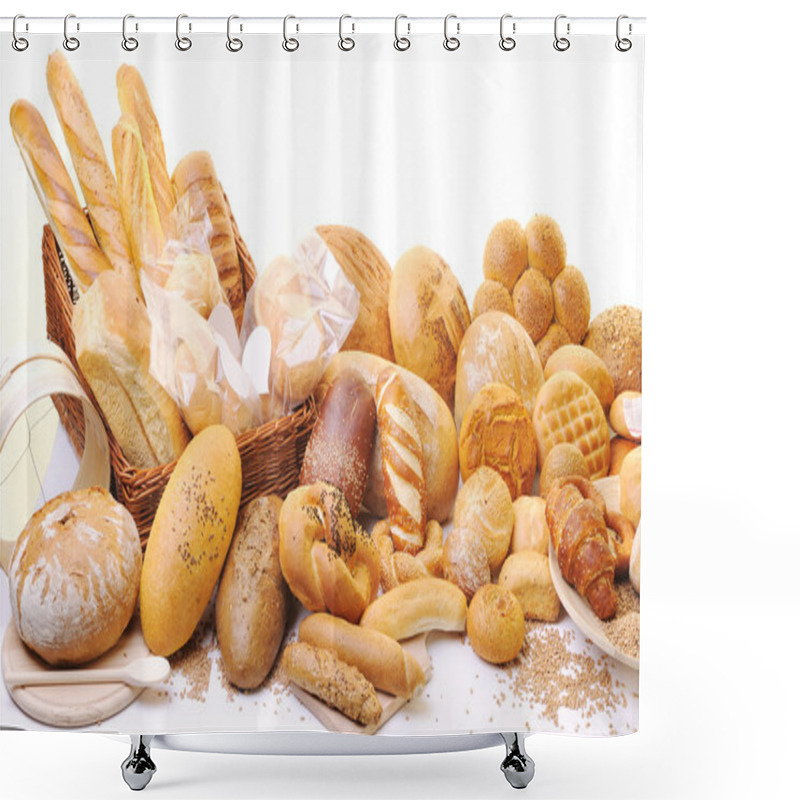 Personality  Fresh Healthy Natural Bread Food Group In Studio On Table Shower Curtains