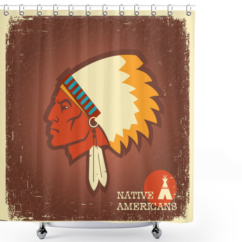 Personality  Native American Man Portrait Shower Curtains