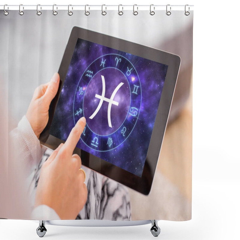 Personality  Pisces Zodiac Sign On Tablet On Tablet  Shower Curtains