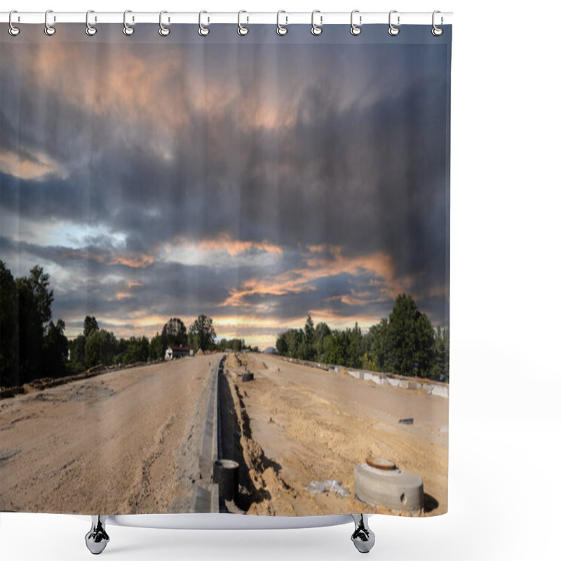 Personality  Highway Construction. Construction Work Using Heavy Equipment. Highways Shower Curtains