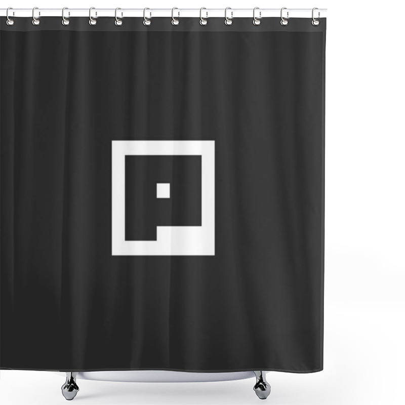 Personality  Mark Initial P Letter Logo Monogram Square Geometric Shape, Creative Minimalist Style Typography Flat Design Element Shower Curtains