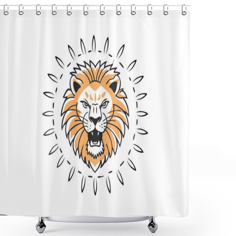 Personality  Lion Head Illustration  Bold Tribal Style Logo Design Shower Curtains