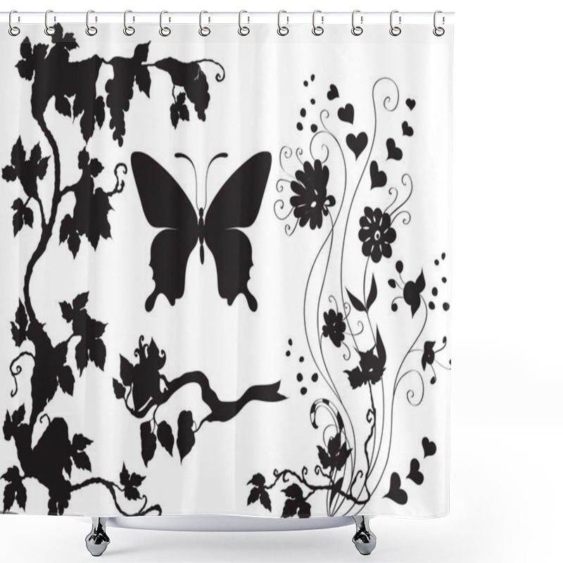 Personality  Set Of Insects And Plants Shower Curtains