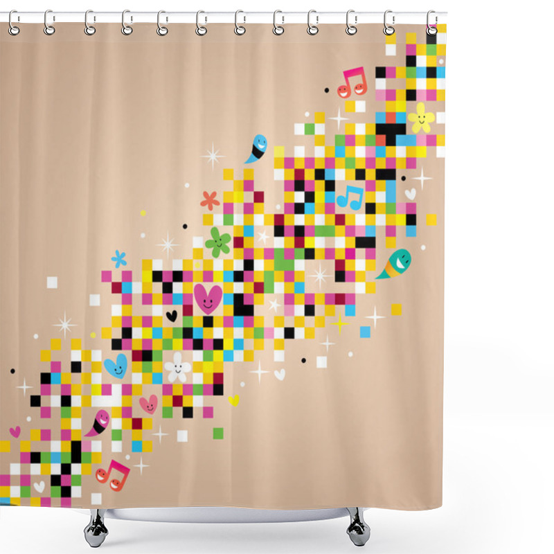 Personality  Fun Pixel Background Shower Curtains