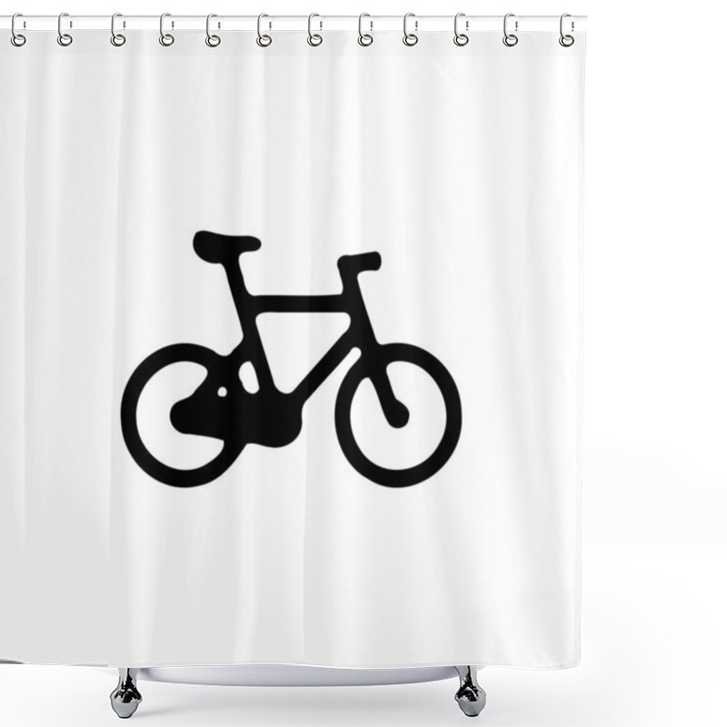 Personality  Simple Black Bicycle Icon Design Vector Illustration On White Background Shower Curtains