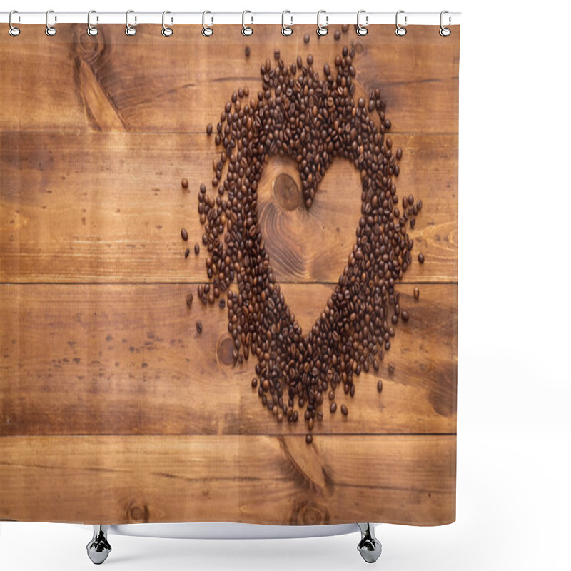 Personality  Heart Shape Made Of Coffee Beans Shower Curtains