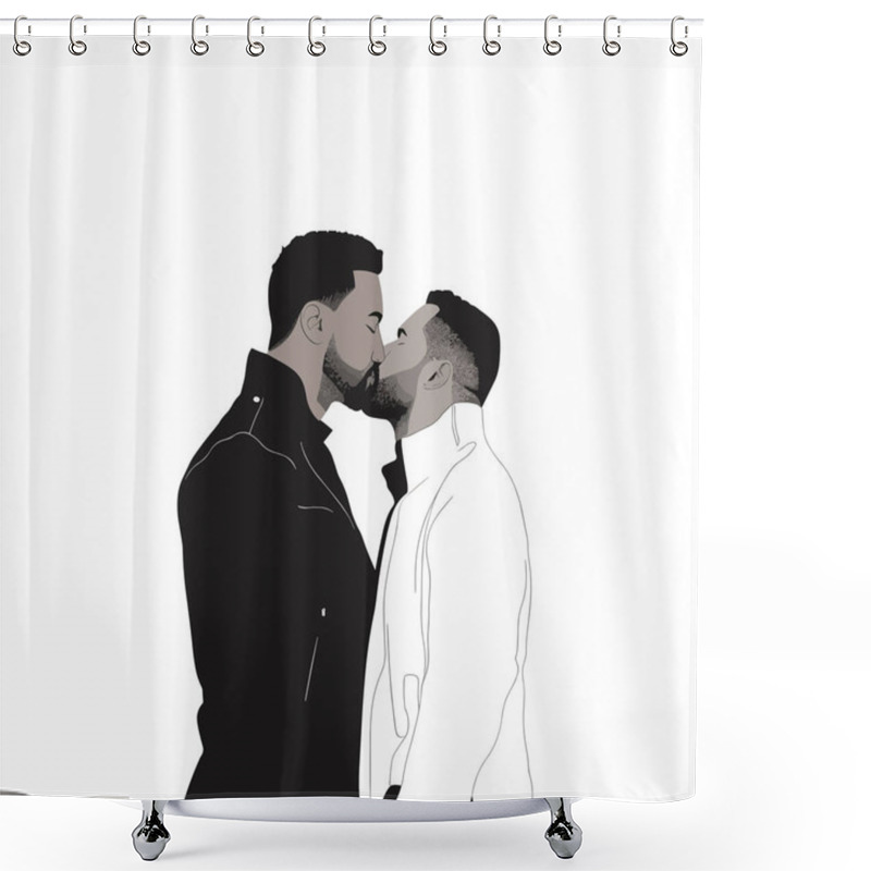 Personality  Two Men Kissing Vector Isolated. Pride Month Shower Curtains