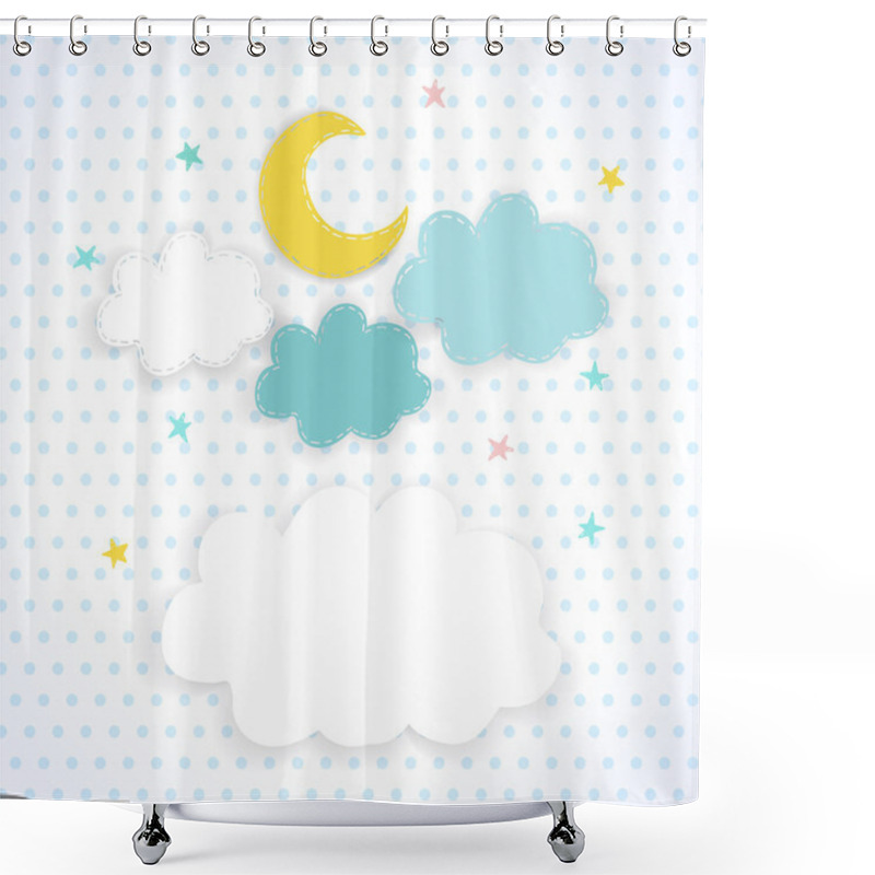 Personality  Kids Background With Moon, Clouds And Stars Shower Curtains