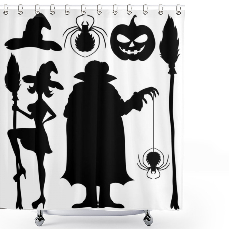 Personality  Halloween Silhouettes On White. Shower Curtains