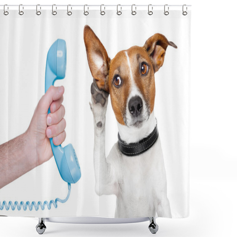 Personality  Dog On The Phone Male Hand Shower Curtains