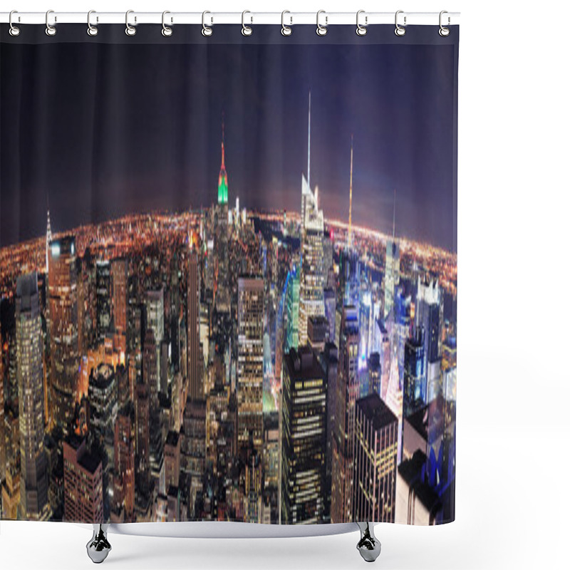 Personality  New York City Manhattan Skyline Aerial Panorama Shower Curtains