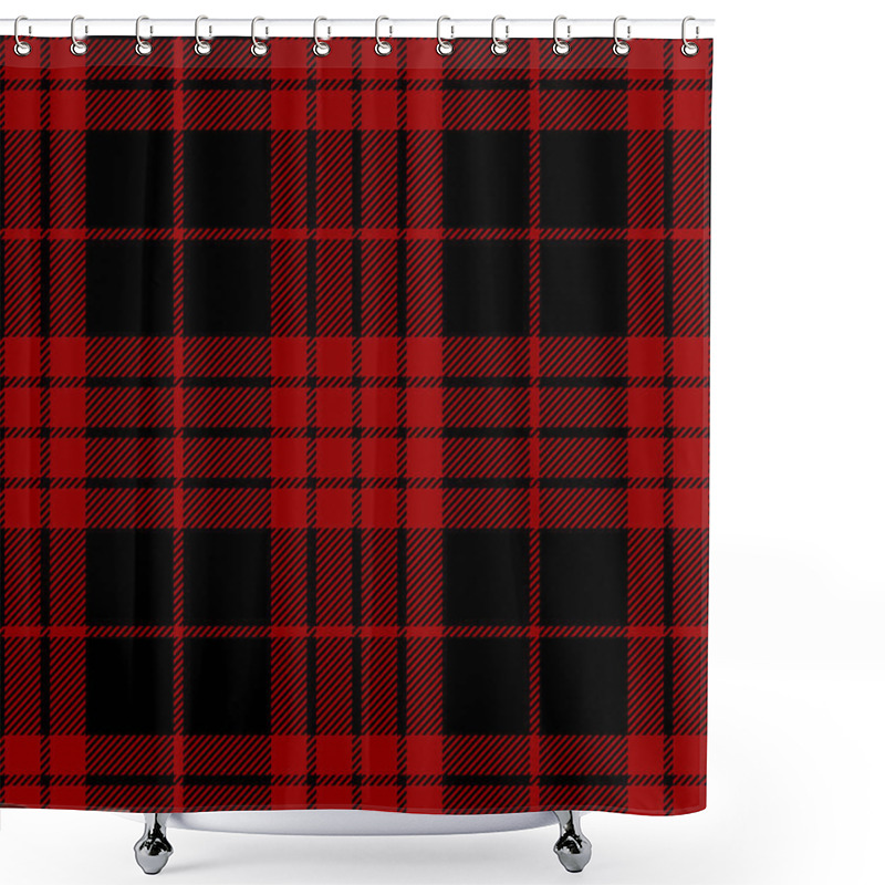 Personality  Tartan Red And Black Seamless Pattern. Shower Curtains