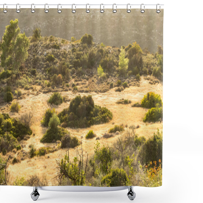 Personality  Serene Photo Capturing A Cypriot Mountain Vista With A Clear Sky, Few Clouds, And Limited Vegetation, Showcasing The Island's Natural Beauty Shower Curtains