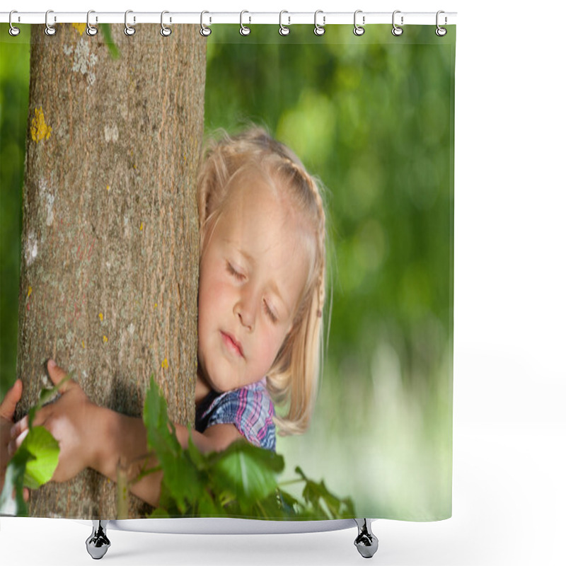 Personality  Little Girl Loves Her Tree Shower Curtains