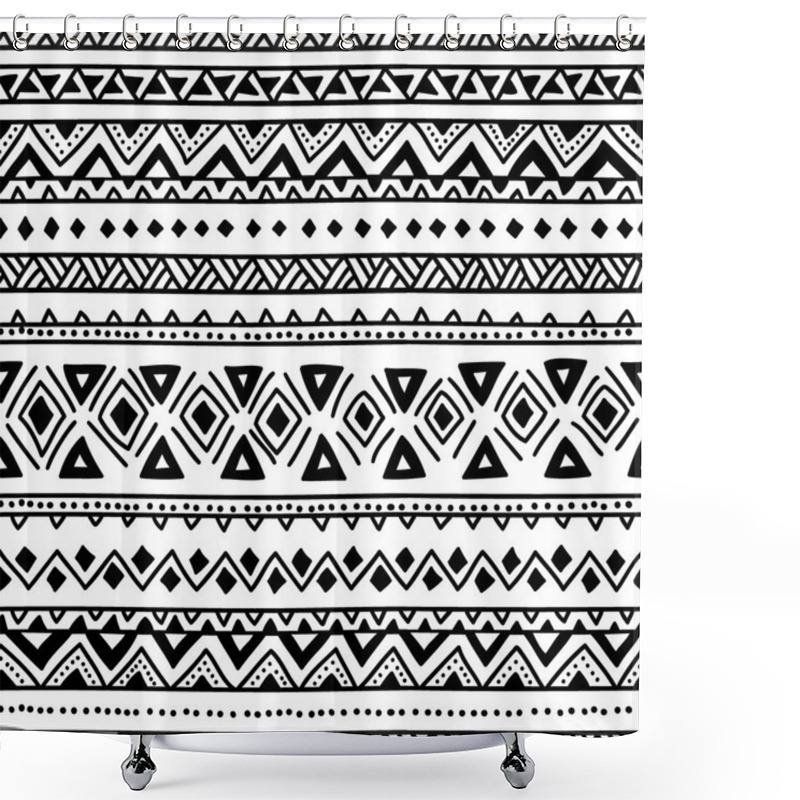 Personality  Black And White Seamless Ethnic Background. Vector Illustration. Shower Curtains