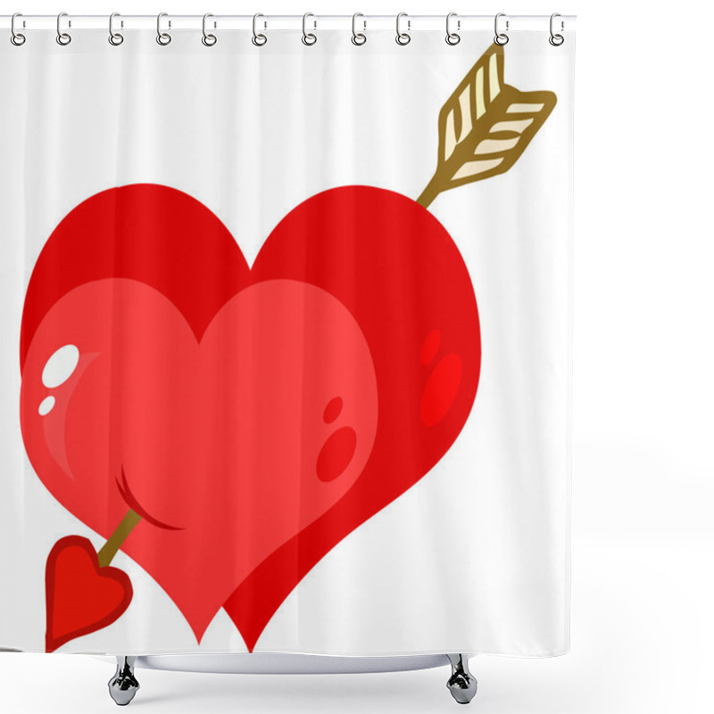 Personality  Perforated Two Heart With Arrow Shower Curtains