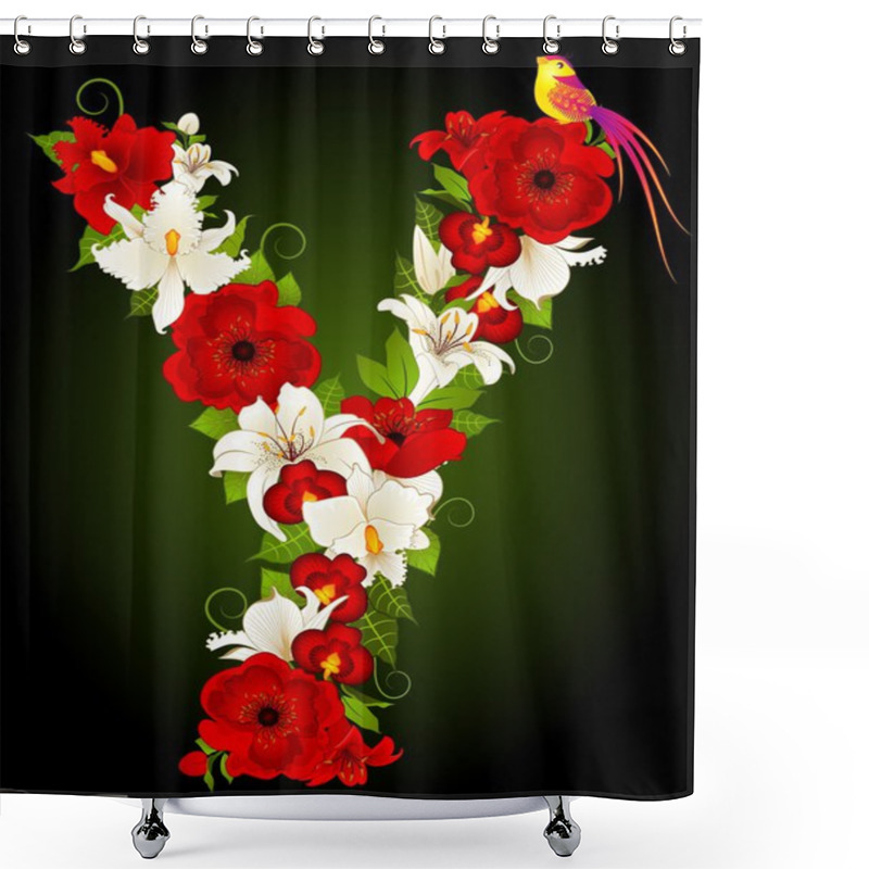 Personality  Letter For Signs With Flowers And Bird Shower Curtains