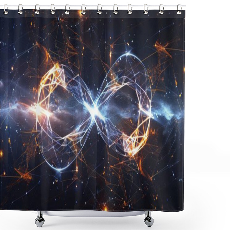 Personality  Abstract Depiction Of Infinity In A Cosmic Setting With Glowing Lines And Stars. Shower Curtains