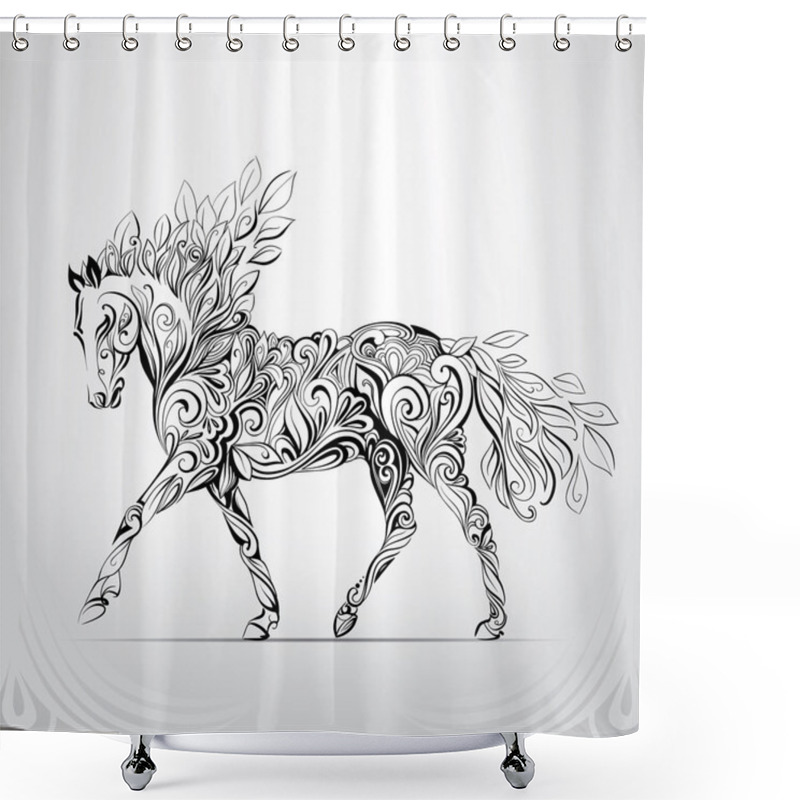 Personality  Horse In Abstract Ornament Shower Curtains