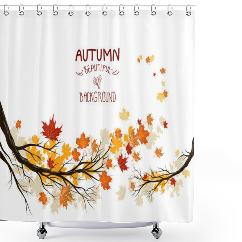 Personality  Autumn Branches With Leaves Shower Curtains