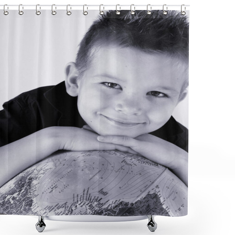 Personality  Boy With Globe Shower Curtains