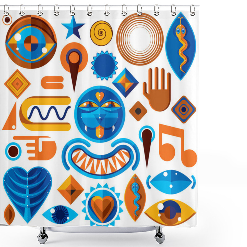 Personality  Set Of Abstract Art Symbols Shower Curtains