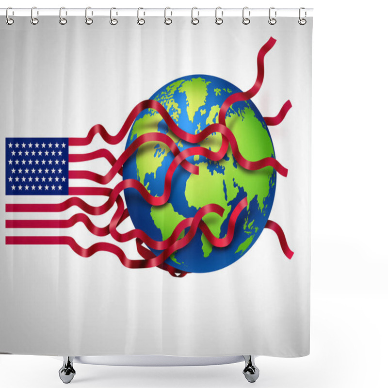 Personality  US Global Strategy And American International Planning As A United States Symbol Influencing The World With 3D Illustration Elements. Shower Curtains