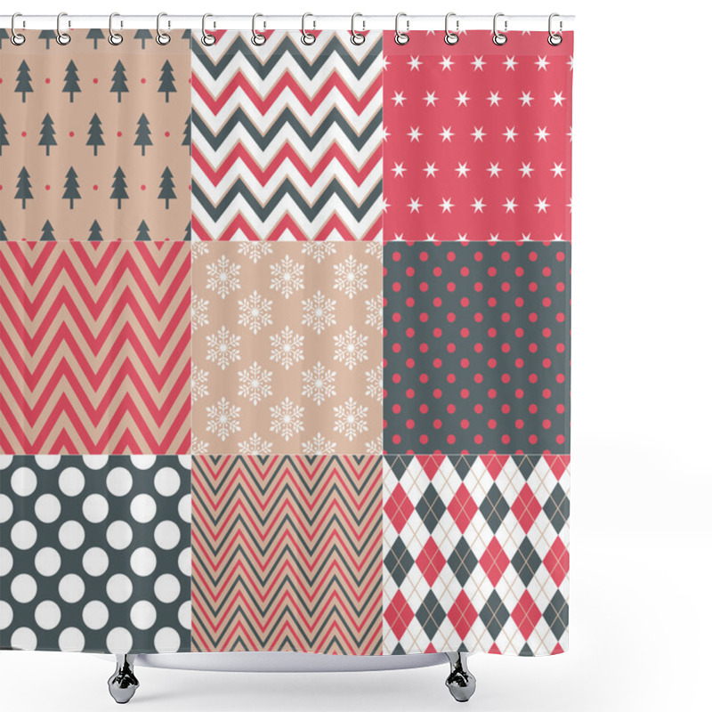 Personality  Christmas Symbols Patterns Set Shower Curtains