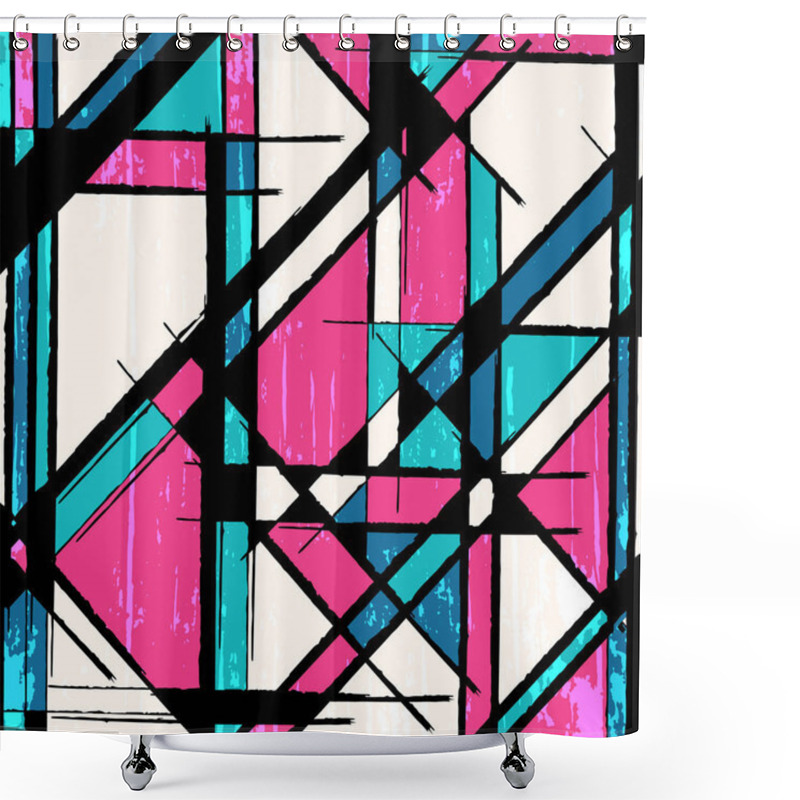 Personality  Abstract Geometric Objects Graffiti Grunge Effect Shower Curtains