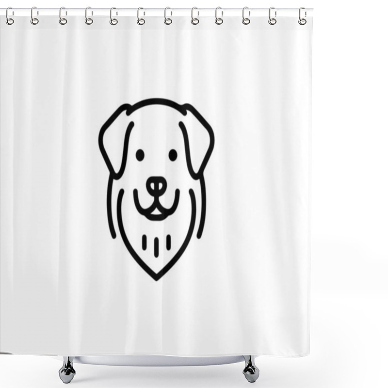 Personality  Minimalist Lines Outline The Dog Logo Design Icon Symbol Vector Illustration. Shower Curtains