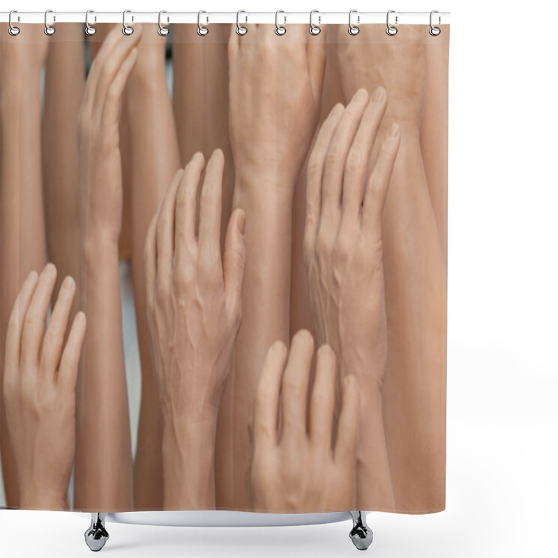 Personality  Exhibition Man`s And Women`s Silicone Prosthesis Hands Shower Curtains