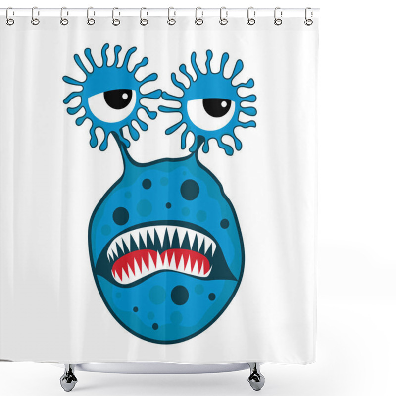 Personality  Virus Logo Isolated On White Background For Science Symbol. Vector Illustration Shower Curtains