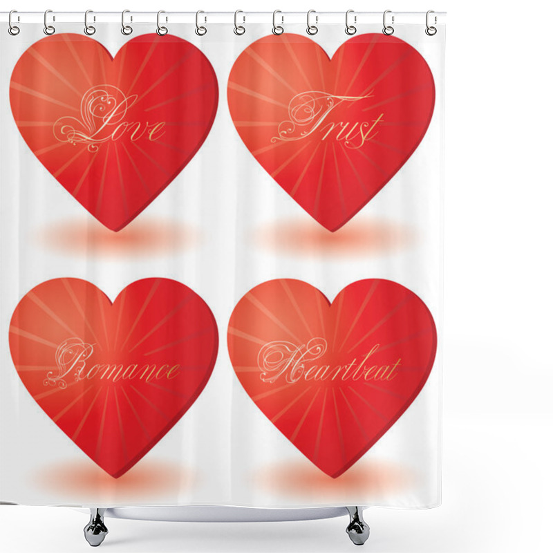 Personality  Set Of 4 Hearts With Love Words Shower Curtains