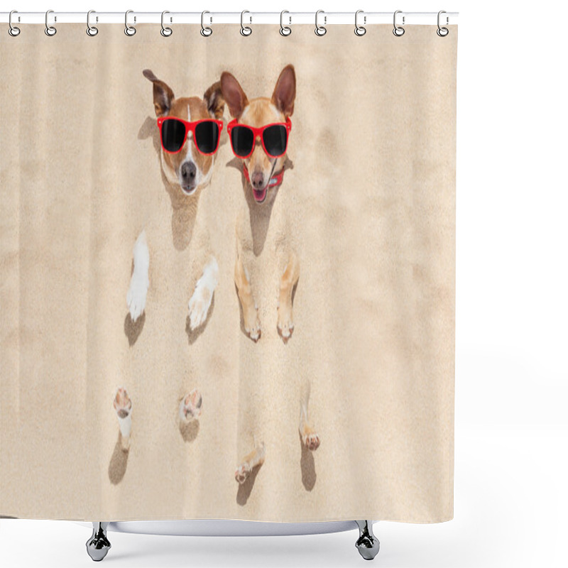 Personality  Dogs Buried In Sand Shower Curtains