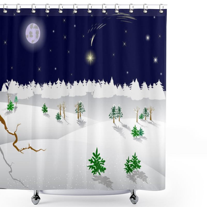 Personality  Christmas Star On A Night Sky. Shower Curtains